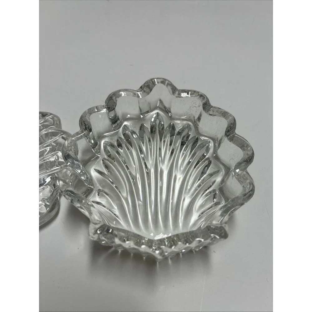 Vtg Zajecar 24% Lead Crystal Scallop Shell Trinket Box, Made In Yugoslavia